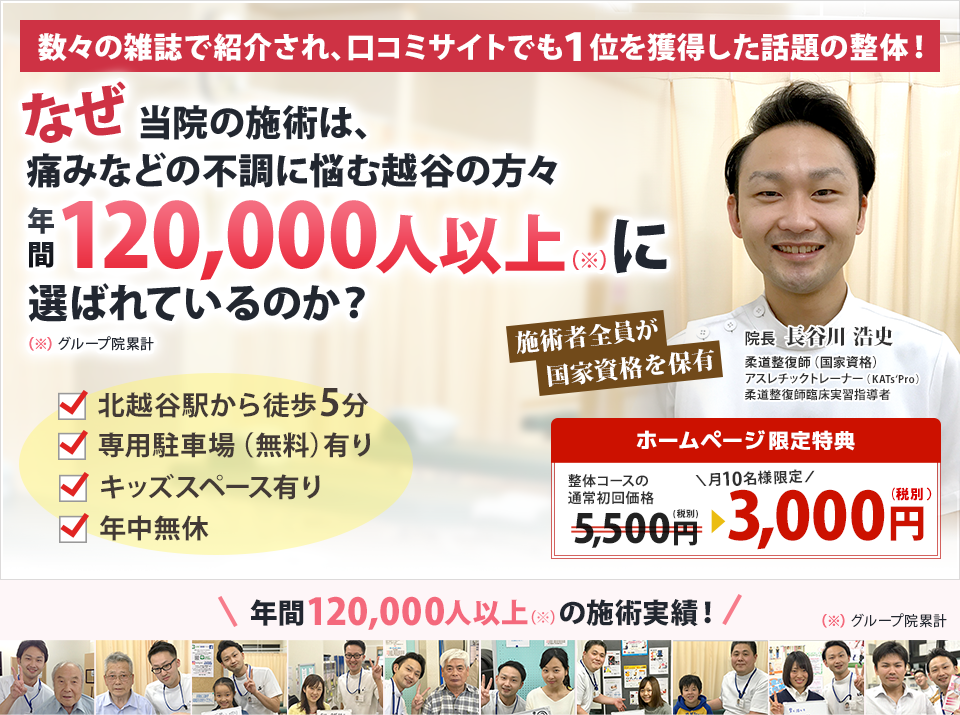 越谷の整体 国家資格者が施術 みんなの鍼灸整骨院 子連れ可能